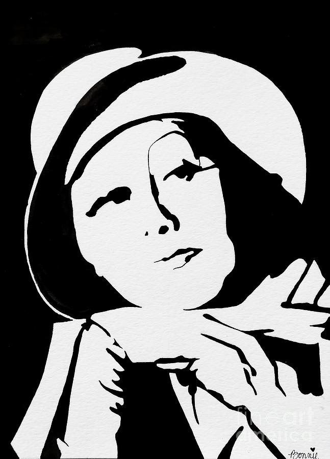 Black And White Painting - Greta Garbo #2 by Bonnie Cushman