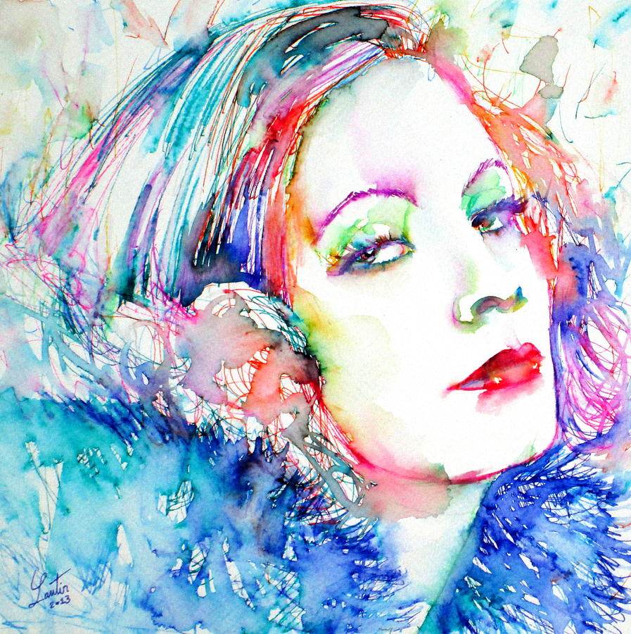 Greta Garbo Painting - GRETA GARBO - colored pens portrait by Fabrizio Cassetta