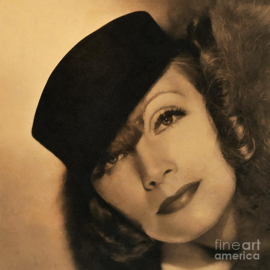 Vintage Painting - Greta Garbo by Vincent Monozlay