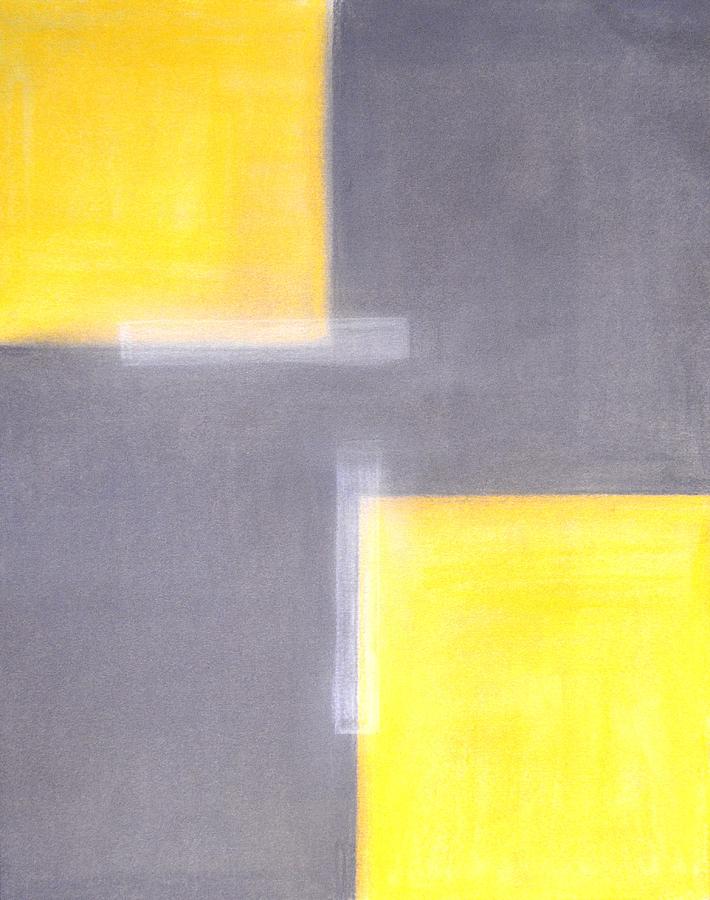 Dilapidated Grey And Yellow Abstract Art Painting Painting By