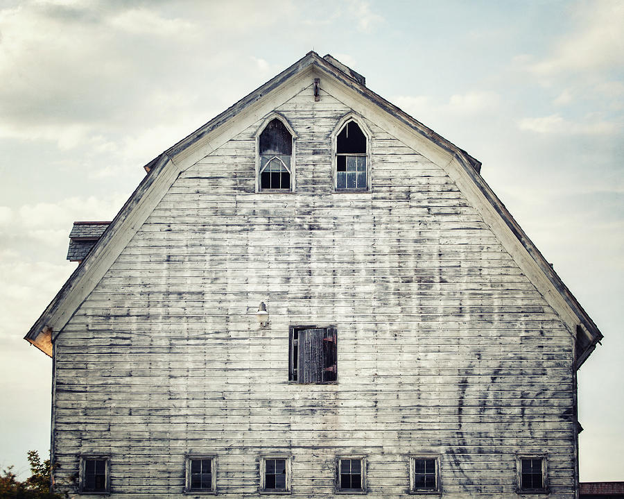 Nature Photograph - Grey Barn Landscape by Lisa R