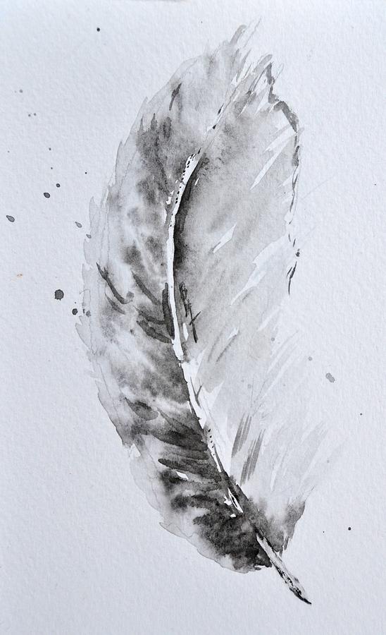 Grey Feather position B Painting by Beverley Harper Tinsley