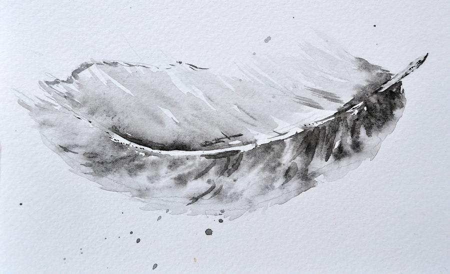 Grey Feather position C Painting by Beverley Harper Tinsley