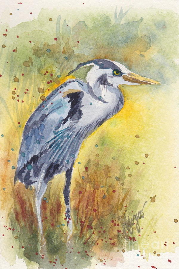Nature Painting - Grey Heron Langley Wa by Judi Nyerges