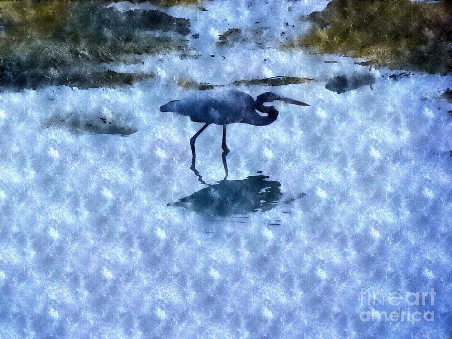 Grey Heron Watercolor Photograph