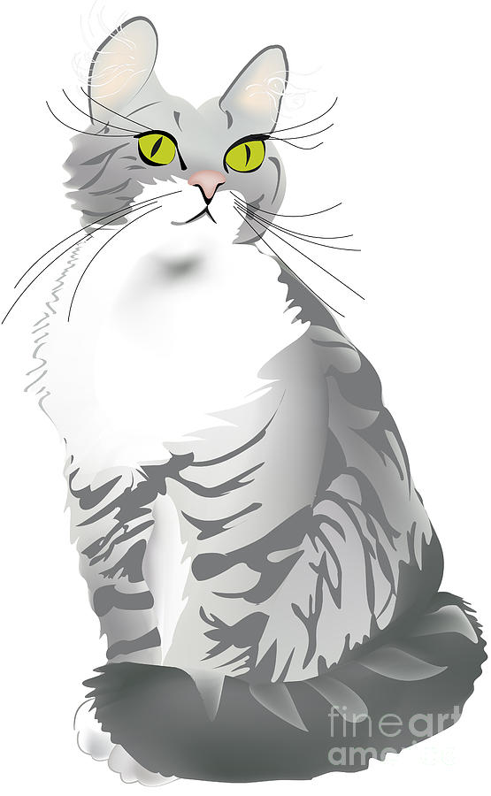 Grey Tiger Cat Digital Art by Gina Koch
