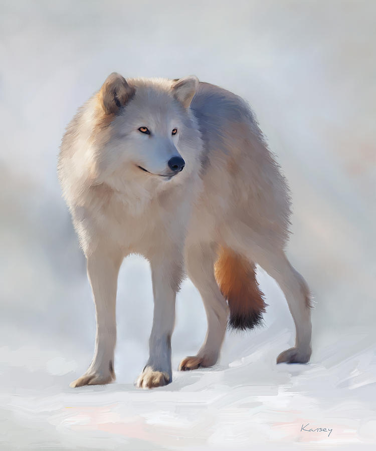 Nature Painting - Grey Wolf by Johanne Dauphinais