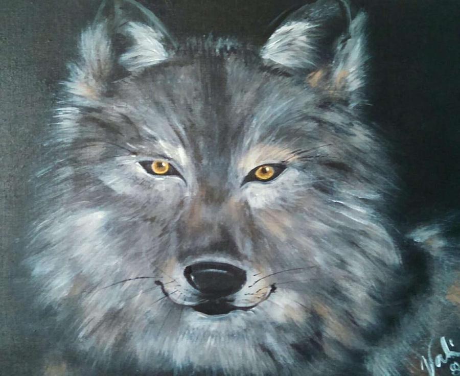 Grey Wolf Painting by Valerie Heath