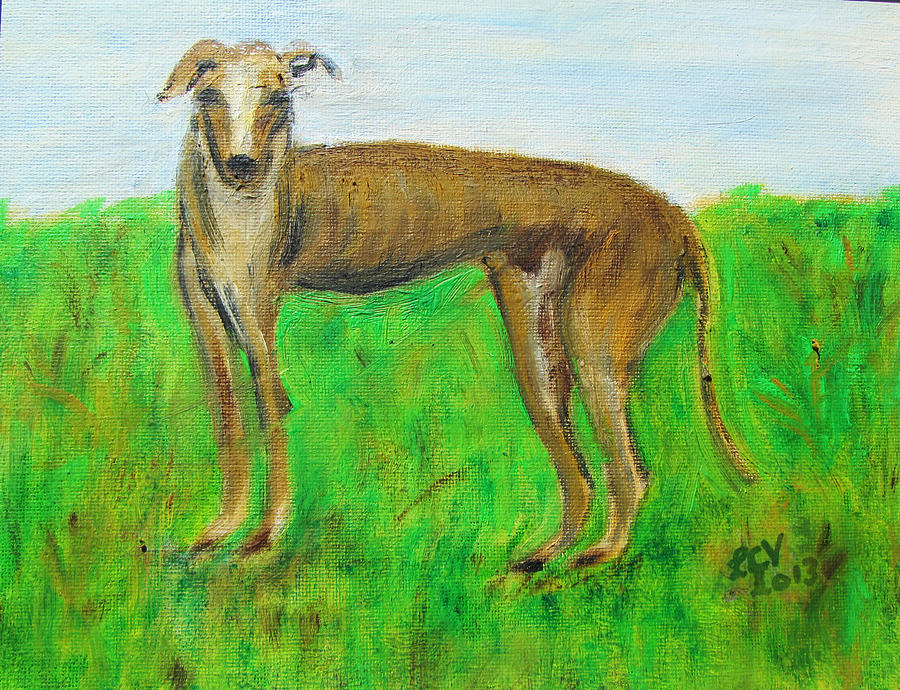 Greyhound Posing Painting by Lucille  Valentino