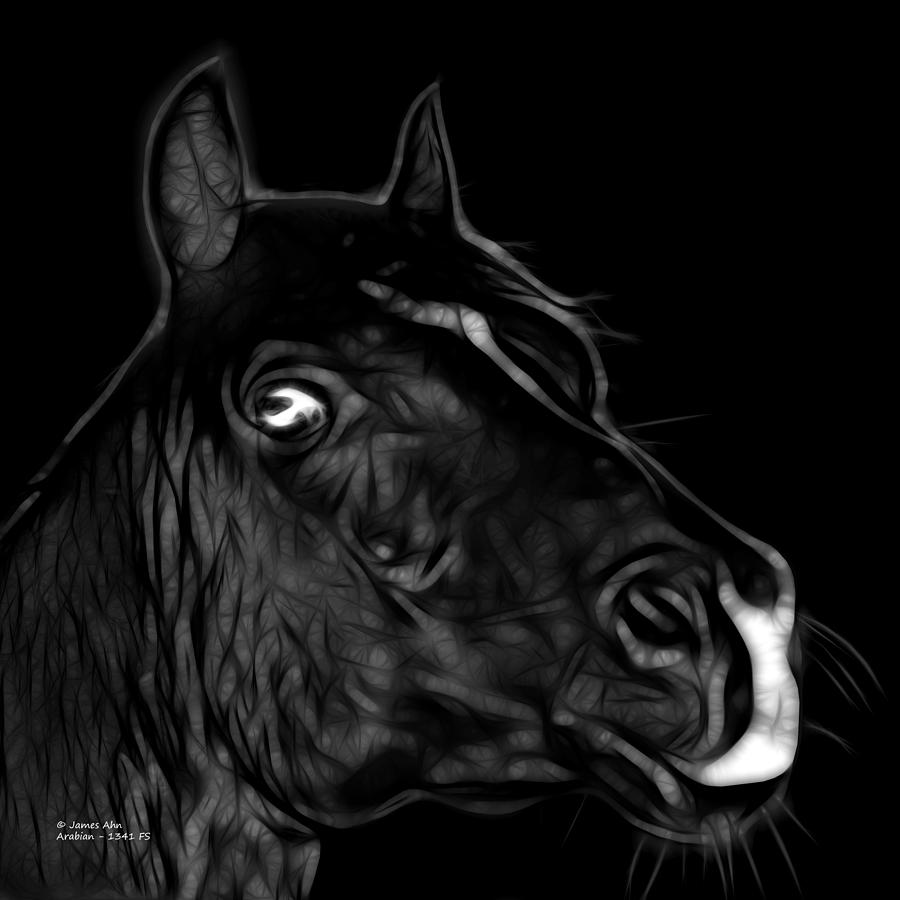 Animal Digital Art - Greyscale Arabian Horse - 1341 FS  by James Ahn
