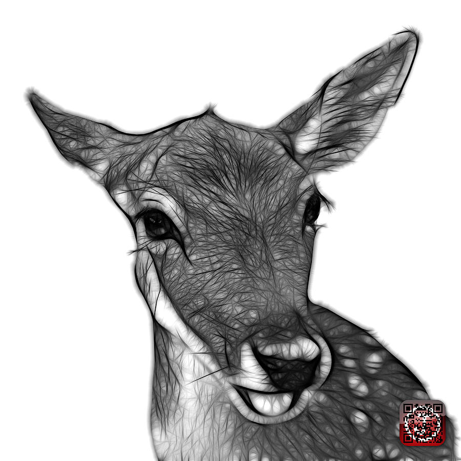 Greyscale Deer - 0401 FS Digital Art by James Ahn