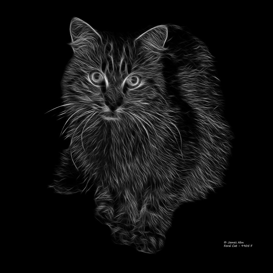 Greyscale Feral Cat - 9905 F Digital Art by James Ahn