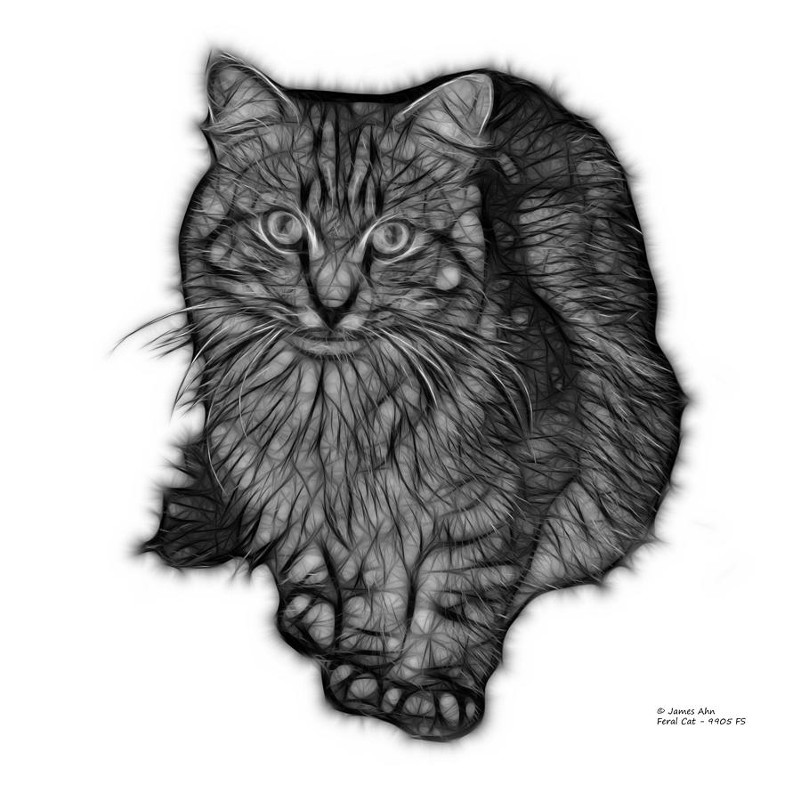 Greyscale Feral Cat - 9905 FS Digital Art by James Ahn