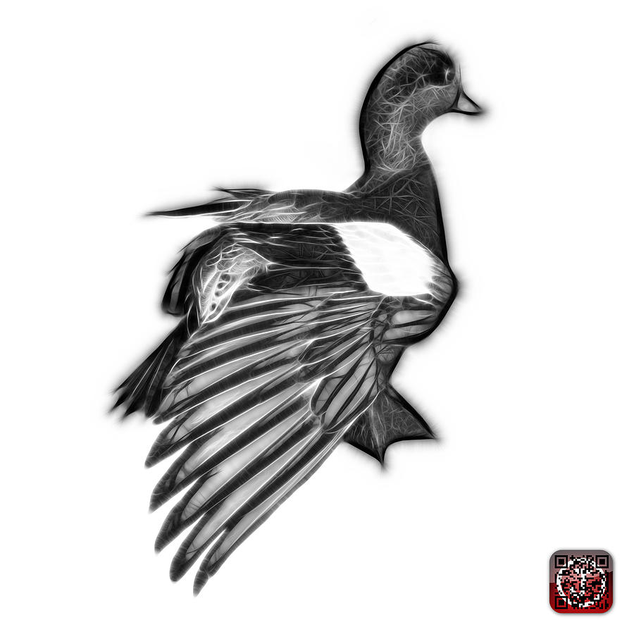 Greyscale Fractal Wigeon 7702 - WB Mixed Media by James Ahn