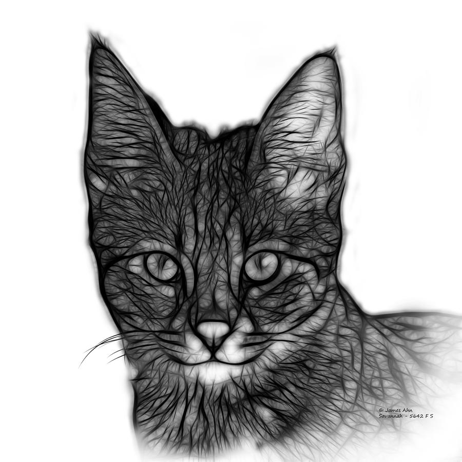 Greyscale Savannah Cat - 5462 F S Digital Art by James Ahn