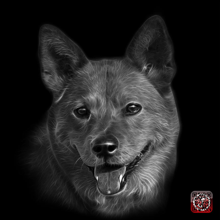 Greyscale Shiba Inu Dog Art - 8555 - BB Mixed Media by James Ahn