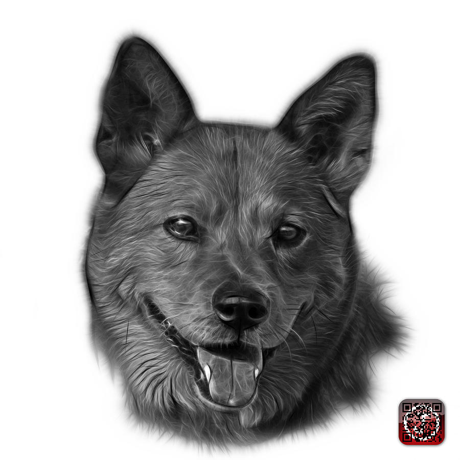 Greyscale Shiba Inu Dog Art - 8555 - WB Mixed Media by James Ahn