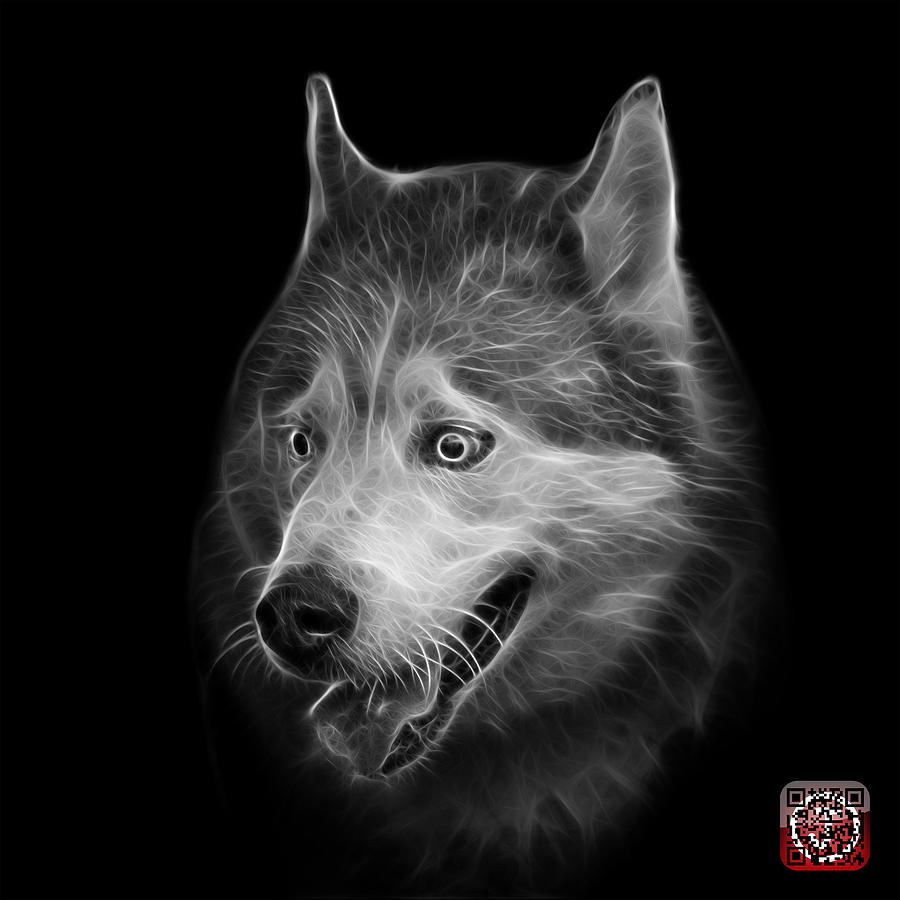Greyscale Siberian Husky Dog Art - 6062 - BB Painting by James Ahn