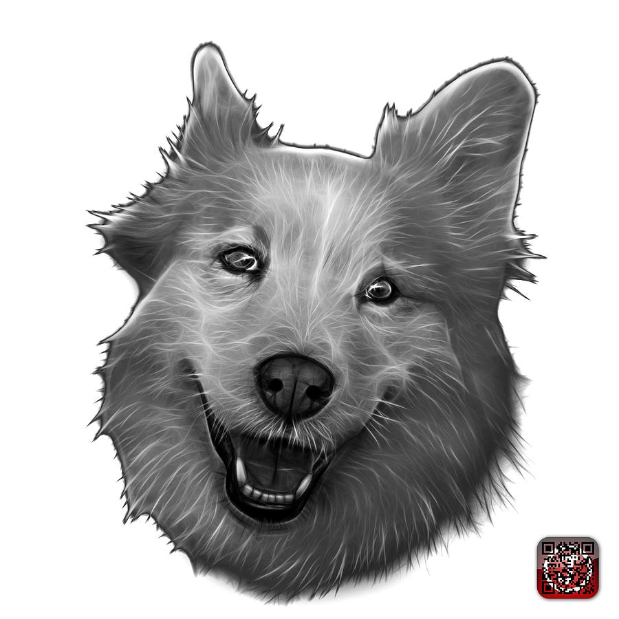 Greyscale Siberian Husky Mix Dog Pop Art - 5060 WB Painting by James Ahn
