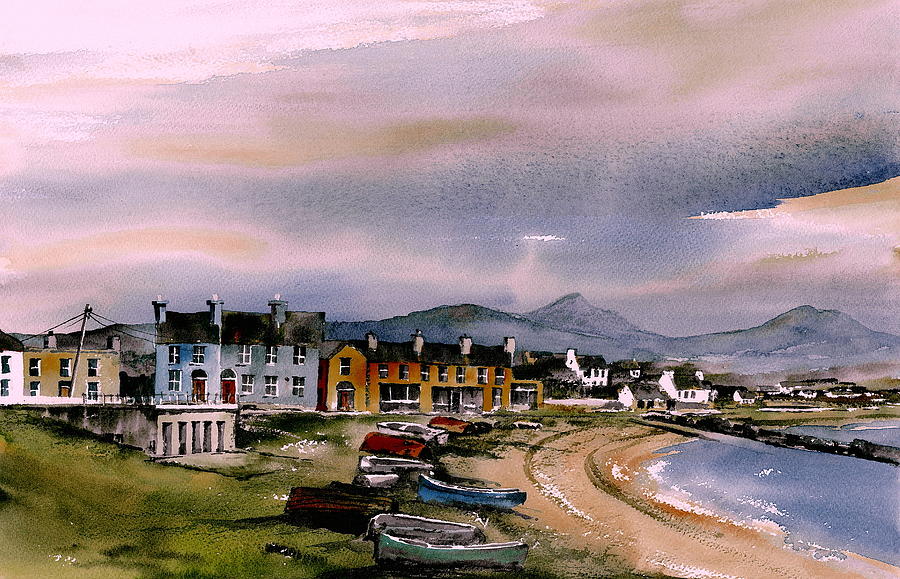 Beach Painting - Greystones Beach  Wicklow by Val Byrne