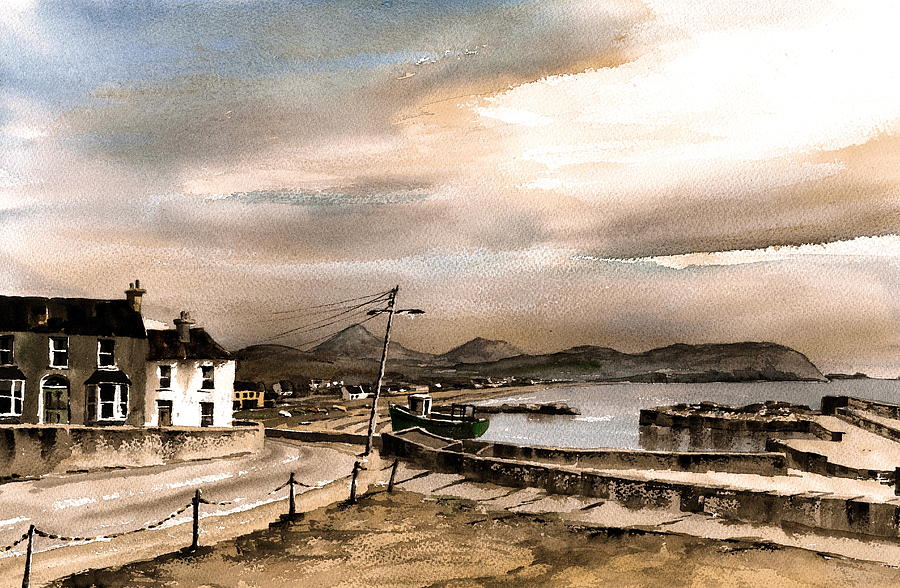Greystones Harbour Evening  Wicklow Painting by Val Byrne