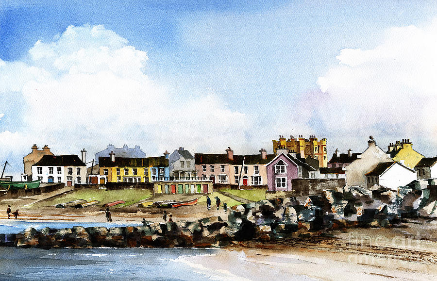 Greystones North Beach  Wicklow Painting by Val Byrne