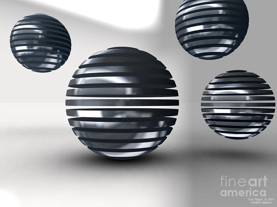 Gridded Spheres Digital Art by Eric Nagel