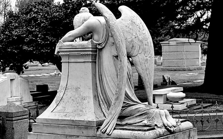 Statue Photograph - Grieving Angel by AJ  Schibig