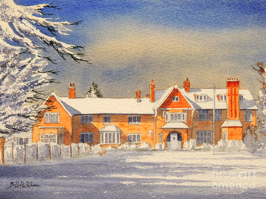 Griffin House School - Snowy Day Painting by Bill Holkham
