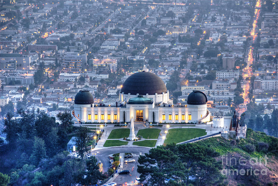 Griffith Observatory in los Angeles CA Cityscape at Night lit  Photograph by David Zanzinger