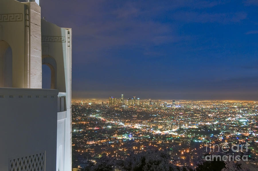 Griffith Observatory L.A. Skyline Cityscape Night Dusk Photograph by David Zanzinger