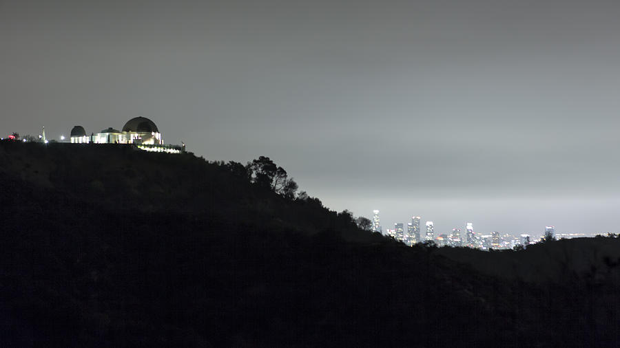 Los Angeles Photograph - Griffith Park Observatory and Los Angeles Skyline at Night by Belinda Greb