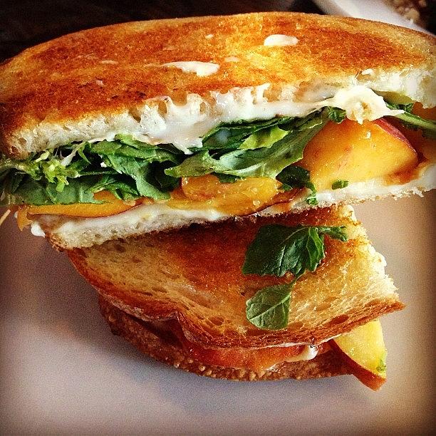 Lettuce Photograph - Grilled Cheese with Peaches by Jamie Nakamoto