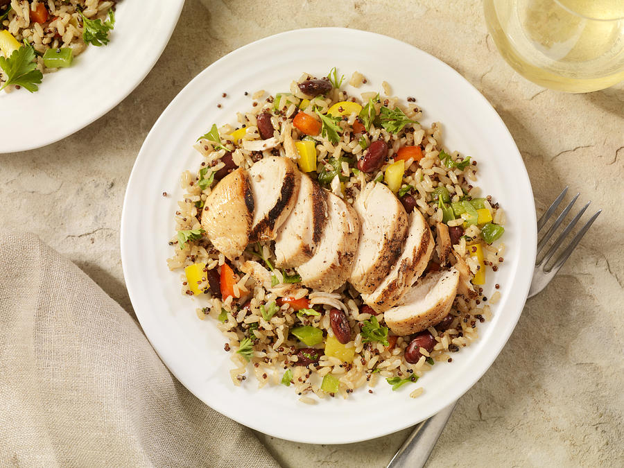 Grilled Chicken with Quinoa and Brown Rice Salad Photograph by LauriPatterson