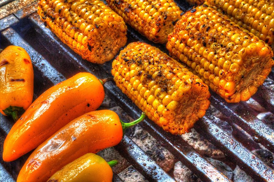 Grilling Corn and Peppers Photograph by Roger Passman