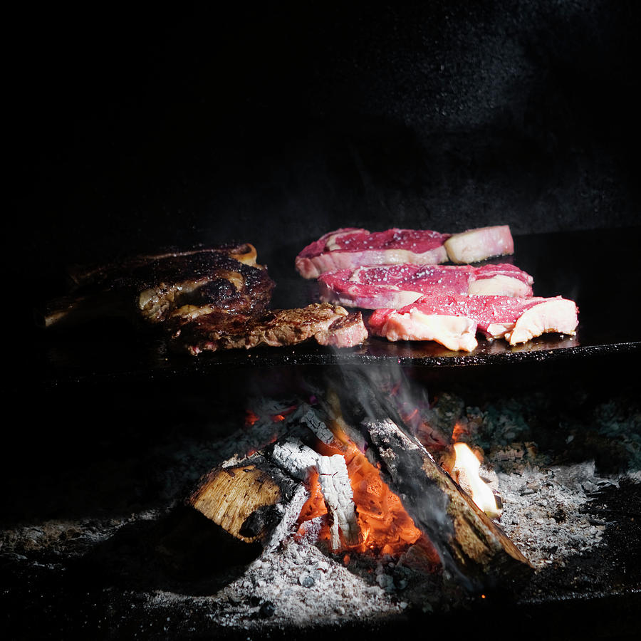 Grilled Photograph - Grilling Steaks by Ron Koeberer Grilled Photograph - Grilling Steaks by Ron Koeberer