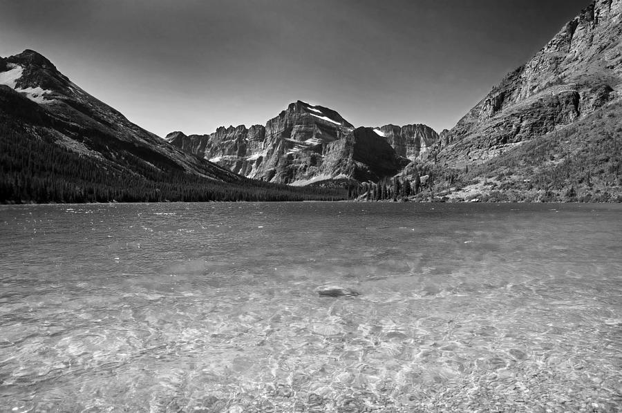 Grinnel Lake Glacier National Park  BW Photograph by Rich Franco