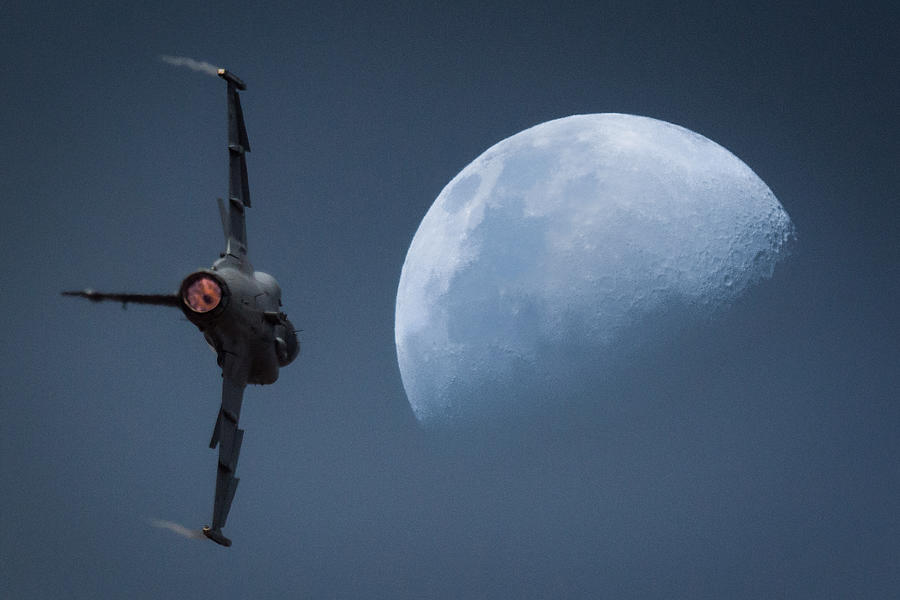 Jet Photograph - Gripen Moon by Paul Job