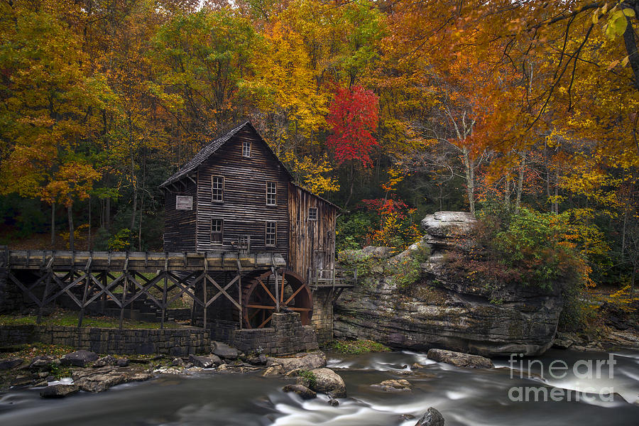 Grist Mill Photograph - Grist Mill at Babcock State Park in the fall by Dan Friend