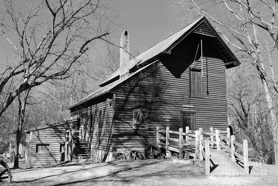Grist Mill In Black And White Photograph by Bob Sample