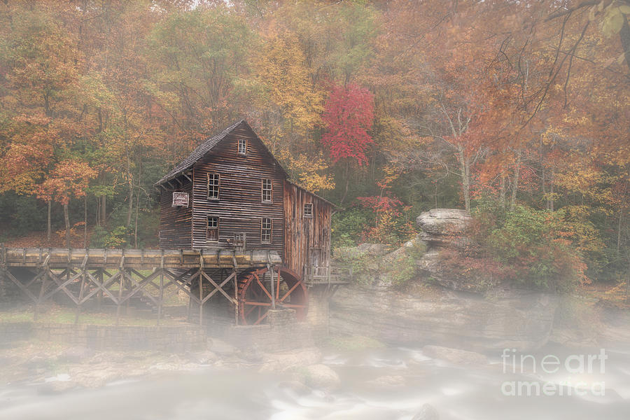 Grist Mill in morning in the fall Photograph by Dan Friend