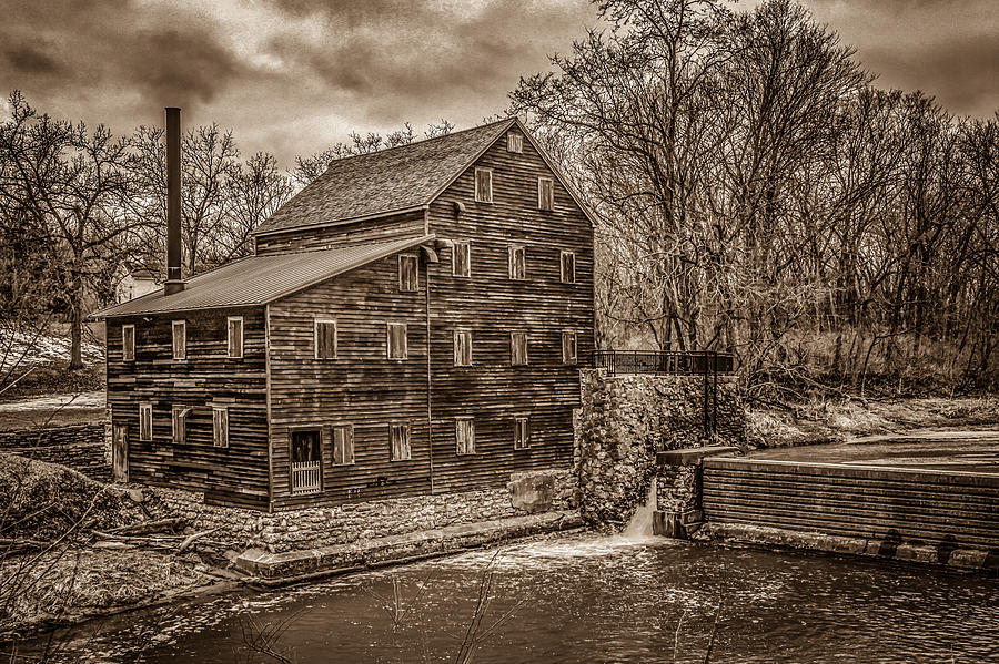 Grist Mill In Sepia Tone Photograph by Ray Congrove