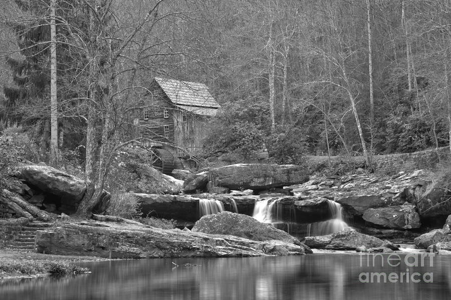 Grist Mill On Glade Creek Black And White Photograph by Adam Jewell