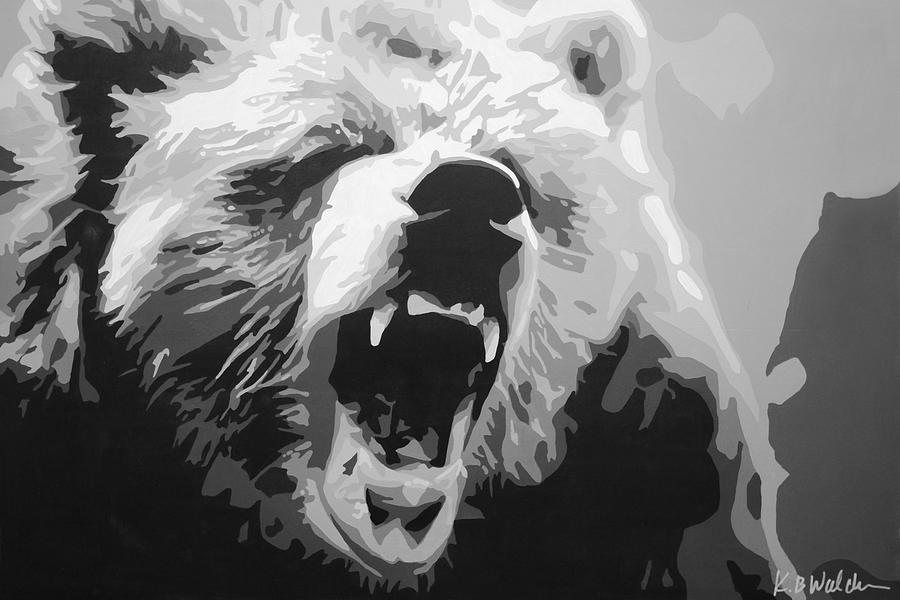 Black And White Painting - Grizz by Boughton Walden