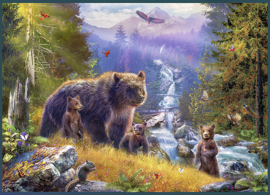 Grizzlies Drawing by MGL Meiklejohn Graphics Licensing
