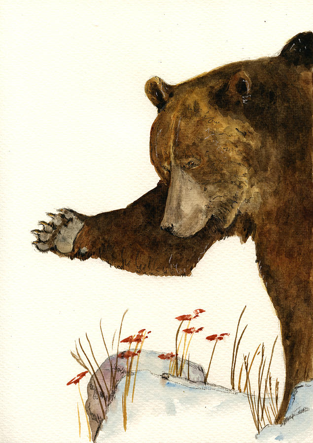 Wildlife Painting - Grizzly bear first part by Juan  Bosco