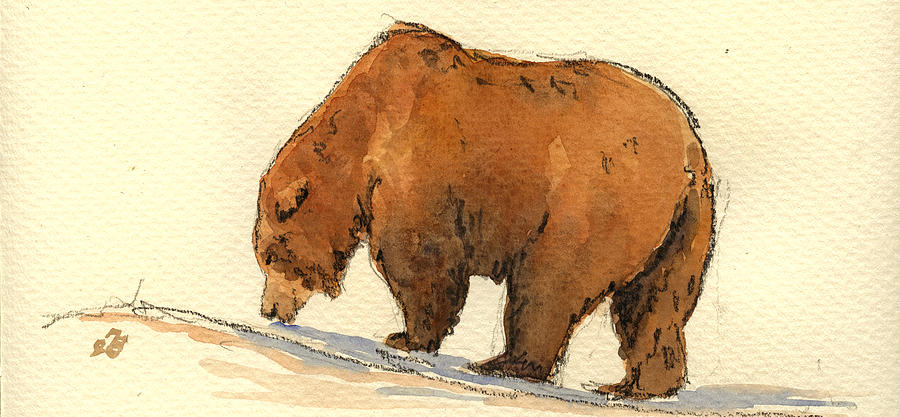 Wildlife Painting - Grizzly bear  by Juan  Bosco