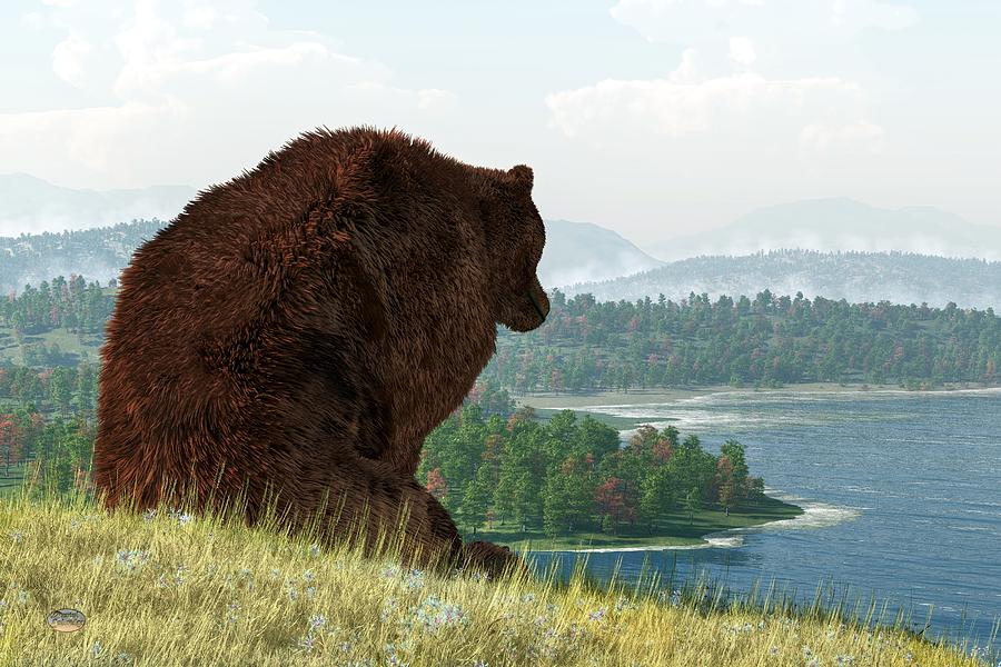 Grizzly Bear Lake Digital Art by Daniel Eskridge