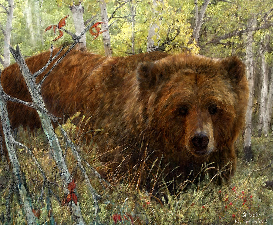 Grizzly Bear Painting by Roy Kastning