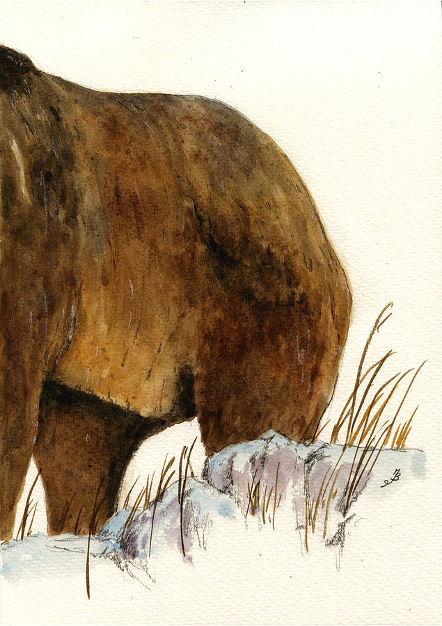 Wildlife Painting - Grizzly bear second part by Juan  Bosco